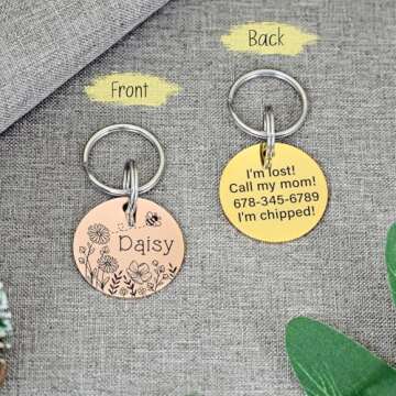 Vimdevs Custom Dog Tags, Funny Double Sided Deep Engraved Stainless Steel Pet Id Tags for Dogs, Cat & Dog Collar Charm, Lightweight Sturdy Cute Cat Id Tags, Personalized Dog Name Tags (Round)