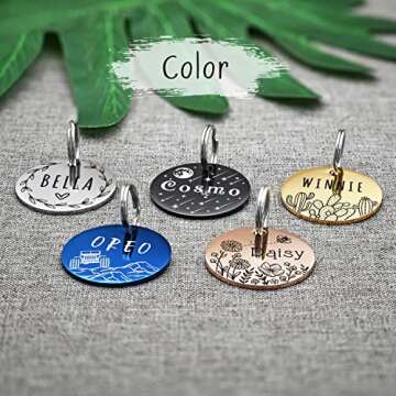 Vimdevs Custom Dog Tags, Funny Double Sided Deep Engraved Stainless Steel Pet Id Tags for Dogs, Cat & Dog Collar Charm, Lightweight Sturdy Cute Cat Id Tags, Personalized Dog Name Tags (Round)