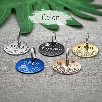 Vimdevs Custom Dog Tags, Funny Double Sided Deep Engraved Stainless Steel Pet Id Tags for Dogs, Cat & Dog Collar Charm, Lightweight Sturdy Cute Cat Id Tags, Personalized Dog Name Tags (Round)