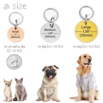 Vimdevs Custom Dog Tags, Funny Double Sided Deep Engraved Stainless Steel Pet Id Tags for Dogs, Cat & Dog Collar Charm, Lightweight Sturdy Cute Cat Id Tags, Personalized Dog Name Tags (Round)