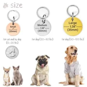 Vimdevs Custom Dog Tags, Funny Double Sided Deep Engraved Stainless Steel Pet Id Tags for Dogs, Cat & Dog Collar Charm, Lightweight Sturdy Cute Cat Id Tags, Personalized Dog Name Tags (Round)