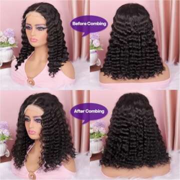 Omswet Glueless Curly BOB Wig 14 inch Human Hair