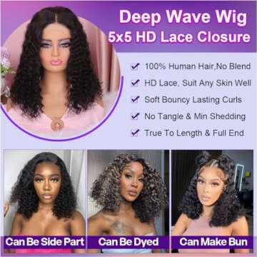 Omswet Glueless Curly BOB Wig 14 inch Human Hair