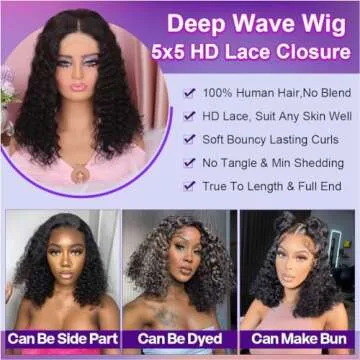 Omswet Glueless Curly BOB Wig 14 inch Human Hair