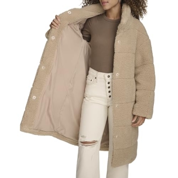 Stylish Levi's Long Teddy Coat for Women in Sand