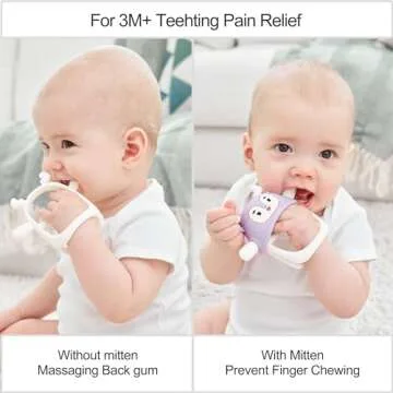 Smily Mia Baby Teething Toy |Penguin Teether for 0-6Months |Reindeer Baby Chew Toys for 3m+, Soft Silicone Hand Teether |Teething Mitten for Teething Pain Relief, Baby Essentials Gift Box, Purple