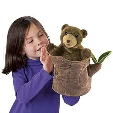 Folkmanis Bear in Tree Stump Hand Puppet for Kids