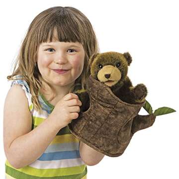 Folkmanis Bear in Tree Stump Hand Puppet for Kids