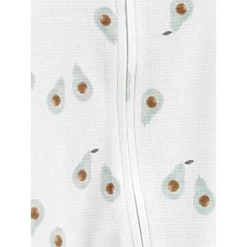 Simple Joys by Carter's Baby 2-Way Zip Thermal Footed Sleep and Play, Pack of 2, Mint Green Stripe/White Avocados, Newborn