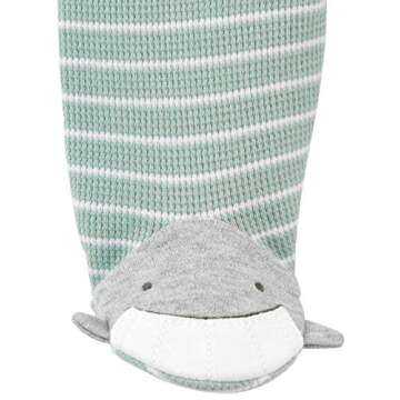 Simple Joys by Carter's Baby 2-Way Zip Thermal Footed Sleep and Play, Pack of 2, Mint Green Stripe/White Avocados, Newborn