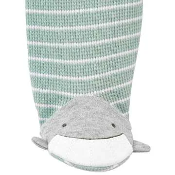Simple Joys by Carter's Baby 2-Way Zip Thermal Footed Sleep and Play, Pack of 2, Mint Green Stripe/White Avocados, Newborn
