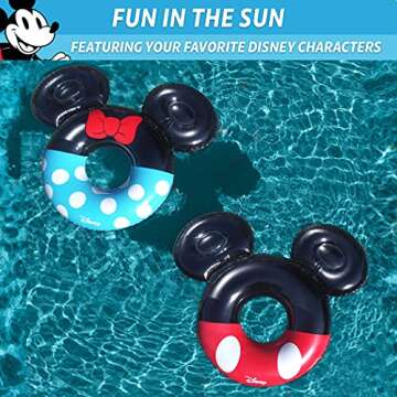 Disney Pool Float Party Tube by GoFloats - Choose Between Mickey and Friends, Monster's Inc, Finding Nemo, Lilo and Stitch, UP and Wall-E