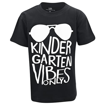 Unique Baby Boys Kindergarten Vibes Only Back to School Shirt (6, Black)