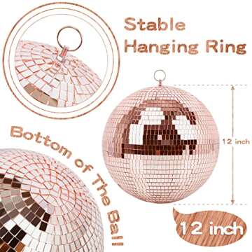 Muscab 12 Inch Rose Gold Disco Ball for Disco DJ Club Party Wedding Home Decor