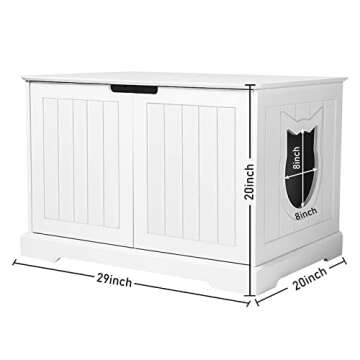 BANIROMAY Large Cat Litter Box Enclosure Furniture, Wooden Hidden Cat Washroom, Cats House Nightstand for Bedroom Living Room