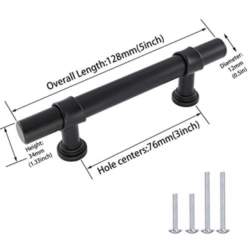 goldenwarm 5 Pack Black Cabinet Handles 3 Inch Pulls