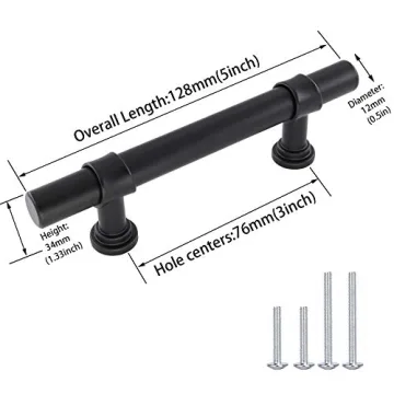 goldenwarm 5 Pack Black Cabinet Handles 3 Inch Pulls
