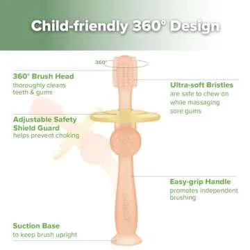 haakaa 360° Baby Toothbrush with Safety Shield and Suction Base