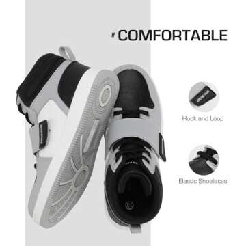 DREAM PAIRS Boys Girls High Top Sneaker LilLegends Skyhigh Basketball Shoes,Size 2 Little Kid,Grey/B...