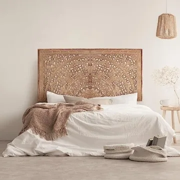 Stylish Carved King Wood Headboard for Full Beds