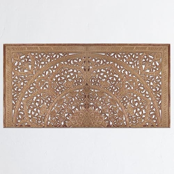 Stylish Carved King Wood Headboard for Full Beds