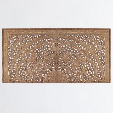 Stylish Carved King Wood Headboard for Full Beds