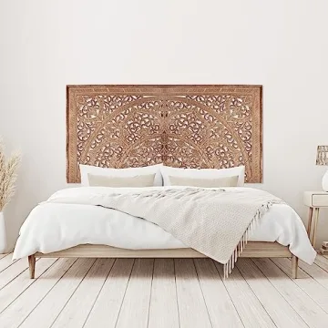 Stylish Carved King Wood Headboard for Full Beds