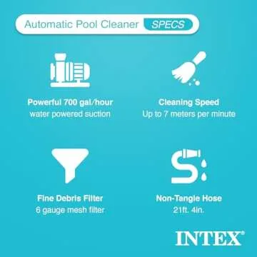 INTEX Deluxe Pressure-Side Above Ground Automatic Pool Cleaner Vacuum - For Bigger Pools – Cleans Pool Floors and Walls – Removes Debris – Removable Filter Tray – 21ft Tangle Free Hose