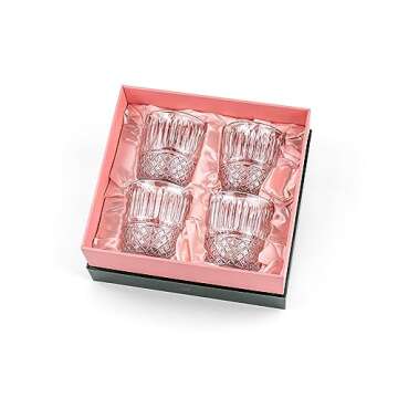 GLASSIQUE CADEAU Vintage Pineapple Lowball Glasses for Gin and Rum Cocktails | Set of 4 | 10 oz Heavy Crystal Short Old Fashioned Rocks Tumblers for Bar Drinks | Tropical Glassware Collection