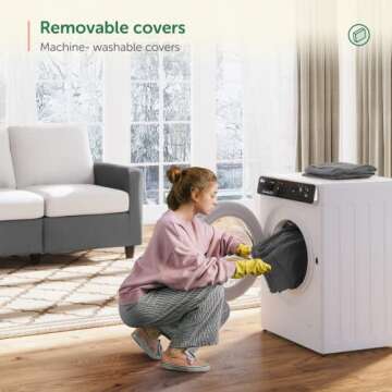 HONBAY Convertible Sectional Sofa, L Shaped Couch with Reversible Chaise for Small Space, Dark Grey