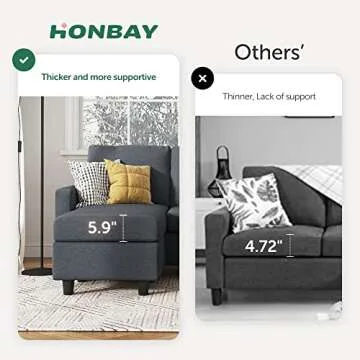 HONBAY Convertible Sectional Sofa, L Shaped Couch with Reversible Chaise for Small Space, Dark Grey