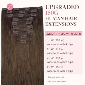 GOO GOO Clip in Hair Extensions Real Human Hair, Remy Human Hair Extensions Clip ins for Women, Natu...