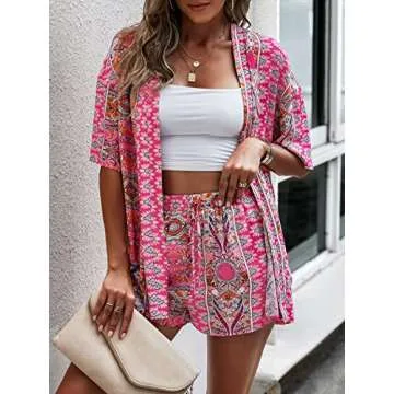 MakeMeChic Women's Boho 2 Piece Tropical Outfit Set