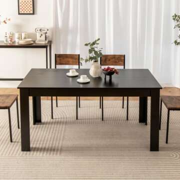 Giantex Dining Table for 6, Wood Rectangular Table, 63" L x 31.5" W x 30" H Large Farmhouse Center T...