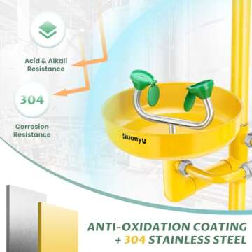 Huanyu Emergency Shower and Eyewash Station Safety Shower Eye Wash Station 304 Stainless Steel Comme...