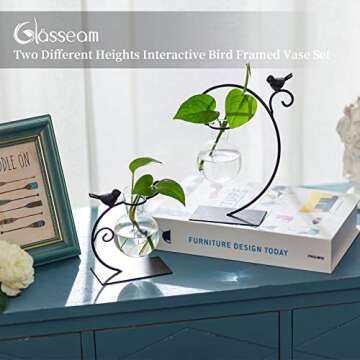 Glasseam Terrarium Plant Propagation Stations, 2Pcs Glass Terrariums for Plants, Desktop Glass Plant...