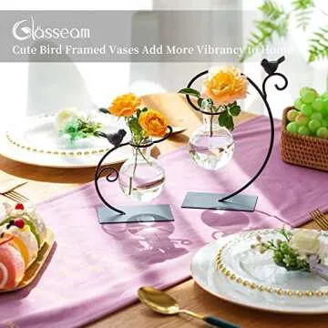 Glasseam Terrarium Plant Propagation Stations, 2Pcs Glass Terrariums for Plants, Desktop Glass Planter Bulb Vase for Office Home Decor, Hydroponic Propogation Jars Propagate Station Gifts for Women