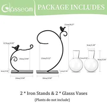 Glasseam Terrarium Plant Propagation Stations, 2Pcs Glass Terrariums for Plants, Desktop Glass Planter Bulb Vase for Office Home Decor, Hydroponic Propogation Jars Propagate Station Gifts for Women