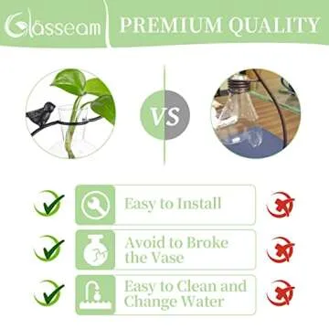 Glasseam Terrarium Plant Propagation Stations, 2Pcs Glass Terrariums for Plants, Desktop Glass Planter Bulb Vase for Office Home Decor, Hydroponic Propogation Jars Propagate Station Gifts for Women