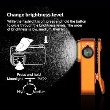 OLIGHT Oclip Pro EDC Flashlight Clip-on Light, Rechargeable 500 Lumens with Three Lighting Solutions Type-C Charging, Magnetic Flash Lights for Signaling, Cycling, Outdoor or Indoor Use(Orange)