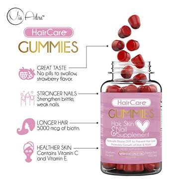 Hair Vitamins - Hair Gummies Easy to Eat - No Capsules, Increase Hair Strength Vitamin - Biotin for Hair Growth, Strong Hair, Grow Hair Skin Nail, Healthy Hair Treatment for Scalp, Stop Hair Loss.