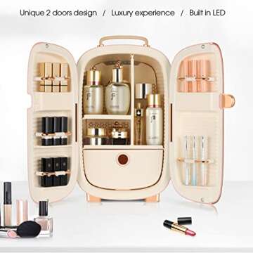 IKER 12L Beauty Fridge, Professional Skincare Fridge 2 Door Design for Cosmetics Storage, Only For E...