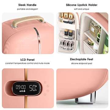 IKER 12L Beauty Fridge, Professional Skincare Fridge 2 Door Design for Cosmetics Storage, Only For Exquisite Women & Girls (Peach Pink)