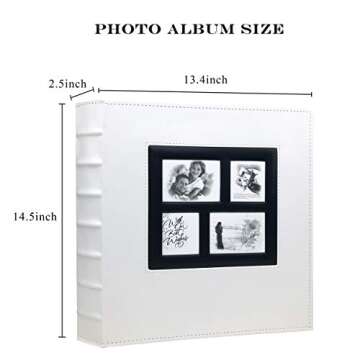 RECUTMS Photo Albums 4x6 Hold 600 Photos Black Pages Large Capacity Leather Cover Wedding Family Pho...