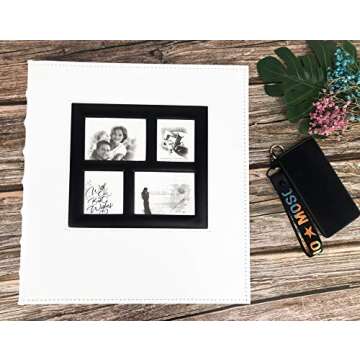 RECUTMS Photo Albums 4x6 Hold 600 Photos Black Pages Large Capacity Leather Cover Wedding Family Photo Album Books Horizontal and Vertical Photos (White), 600 pockets