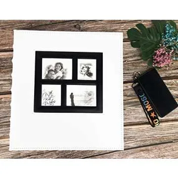 RECUTMS Photo Albums 4x6 Hold 600 Photos Black Pages Large Capacity Leather Cover Wedding Family Photo Album Books Horizontal and Vertical Photos (White), 600 pockets
