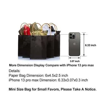 AWELL Mini Size Black Paper Bag with Handle Party Favours Bag 6x4.5x2.5 inch for Wedding Birthday Baby Shower Recycled Bag, Pack of 24