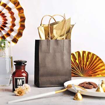 AWELL Mini Size Black Paper Bag with Handle Party Favours Bag 6x4.5x2.5 inch for Wedding Birthday Baby Shower Recycled Bag, Pack of 24