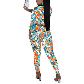 Chic Women 2 Piece Tropical Floral Print Outfit Set