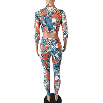 Chic Women 2 Piece Tropical Floral Print Outfit Set